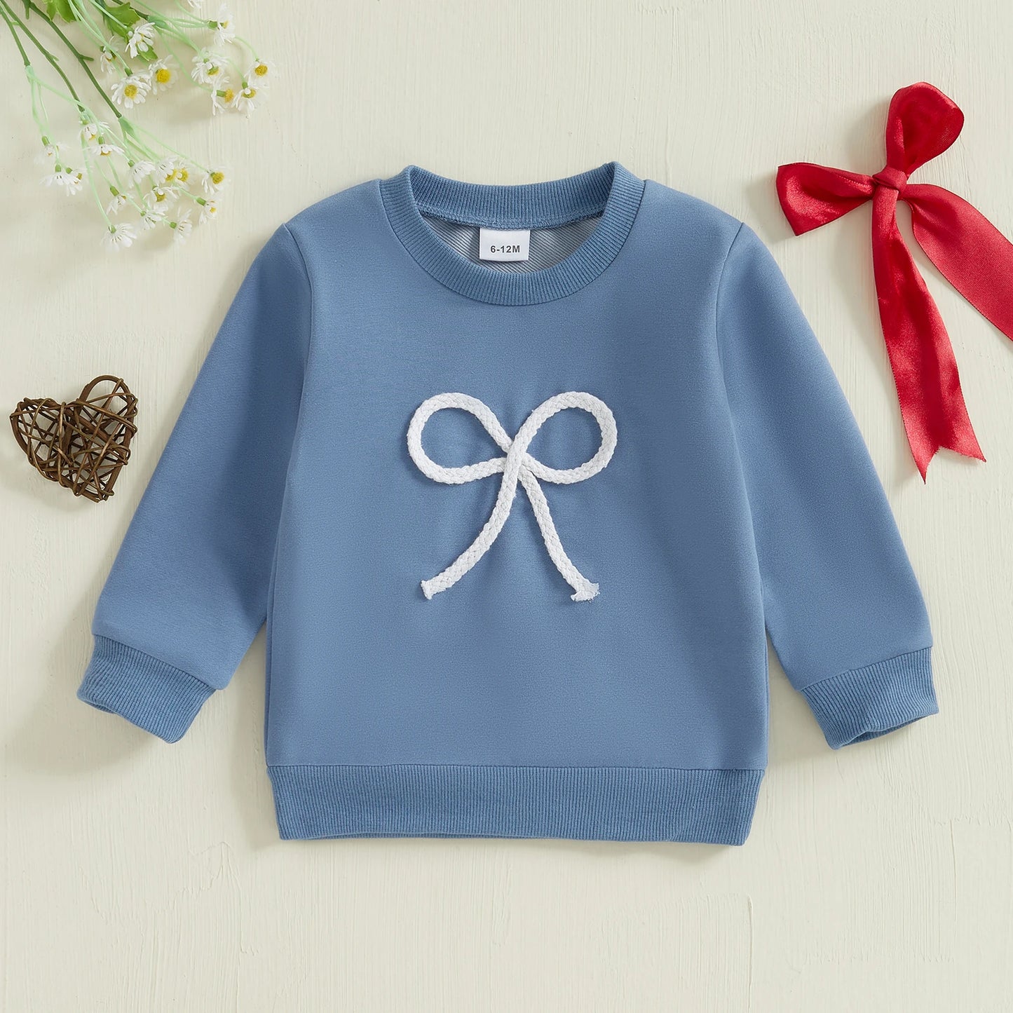 Mädchen Sweatshirt 6 Monate - 4 Jahre mit Schleife, Langarm, Elegant und Bequem