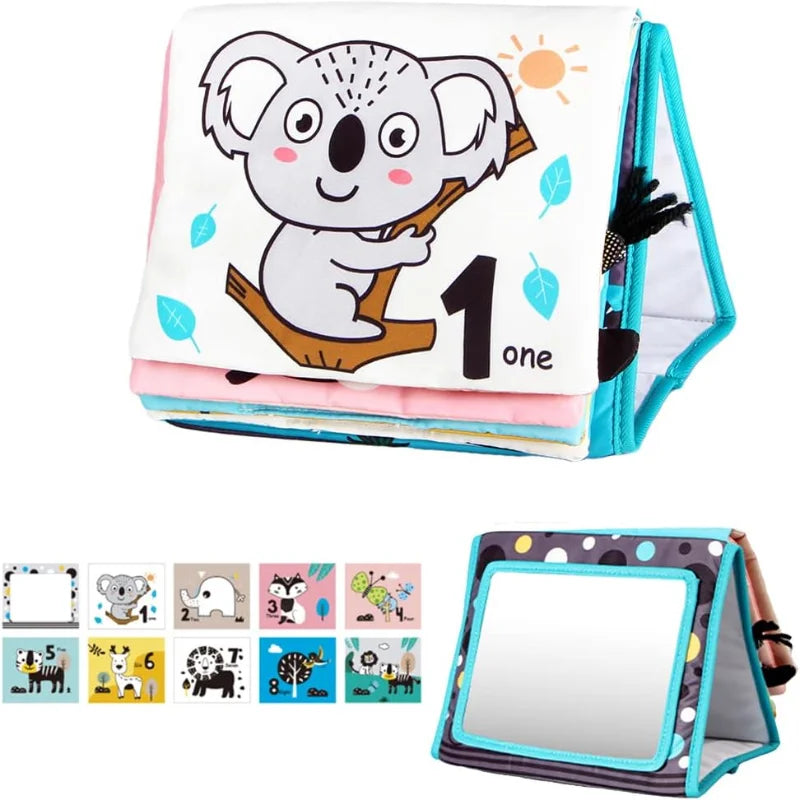 Knisterbuch für Babys – Visuelle Stimulation, Gehirnentwicklungsspielzeug für Neugeborene 0-3 Monate, Spiegelspielzeug für Bauchzeit, Sensorisches Spielzeug für Säuglinge