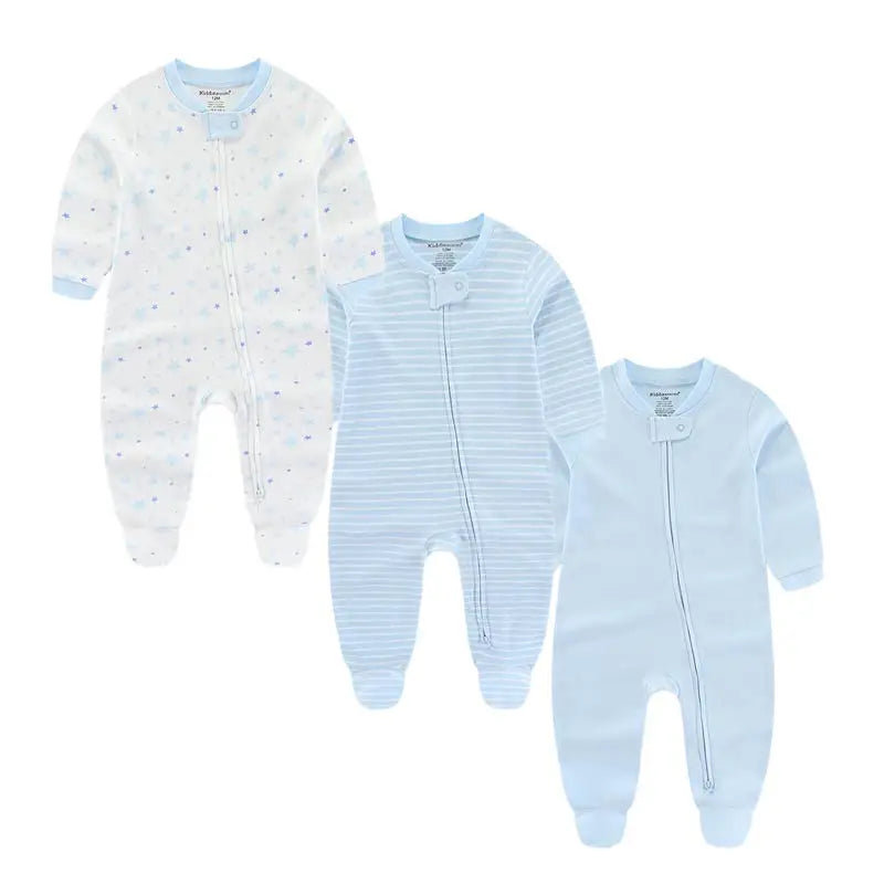 Unisex Strampler 0–24 Monate, 100% Baumwolle, Langarm – Bequem und Hautfreundlich, Set aus 3 Teilen