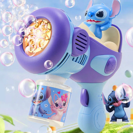 Neuer Stitch Elektrische Seifenblasenpistole – Automatische Seifenblasenmaschine mit Licht, für Kinder, Outdoor-Spielzeug, Geschenk für Jungen und Mädchen
