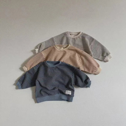 Unisex Baby Sweatshirt – Langarm – 100 % Baumwolle – Gestreift – Für 7 bis 36 Monate