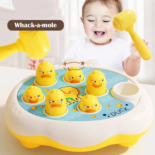 Montessori Baby Spielzeug – Ente/Frosch/Schwein Lernspielzeug mit Hammer – Lernpuzzle und Geräuschmacher für Kleinkinder (0-24 Monate)
