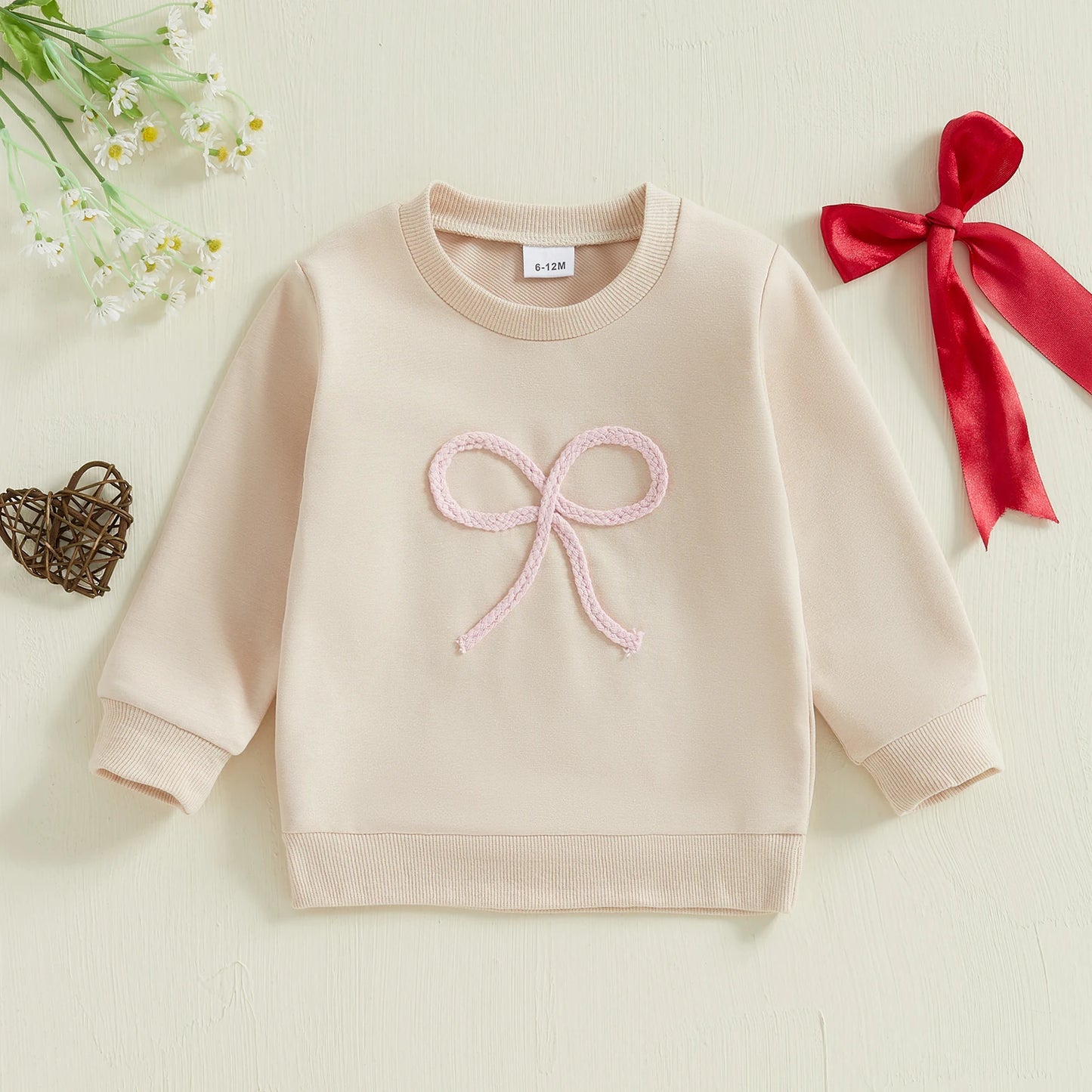 Mädchen Sweatshirt 6 Monate - 4 Jahre mit Schleife, Langarm, Elegant und Bequem