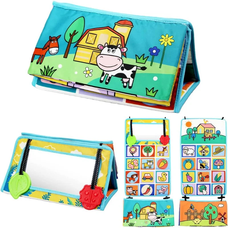 Knisterbuch für Babys – Visuelle Stimulation, Gehirnentwicklungsspielzeug für Neugeborene 0-3 Monate, Spiegelspielzeug für Bauchzeit, Sensorisches Spielzeug für Säuglinge