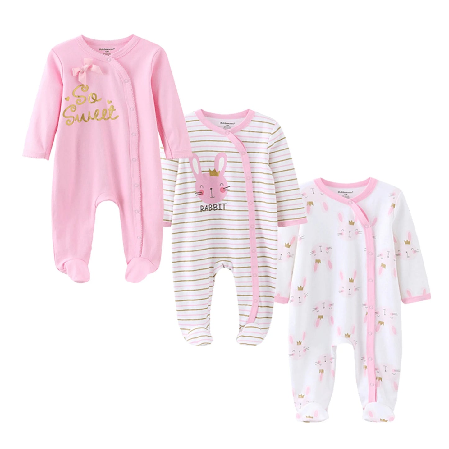 Unisex Strampler 0–24 Monate, 100% Baumwolle, Langarm – Bequem und Hautfreundlich, Set aus 3 Teilen