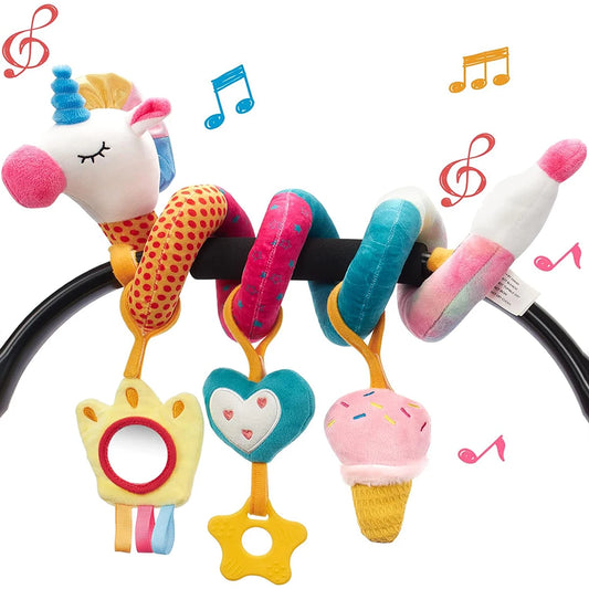1pcs Baby Einhorn Bett Wickeln – Hängendes Sicherheits-Spielzeug für Autositz und Kinderwagen