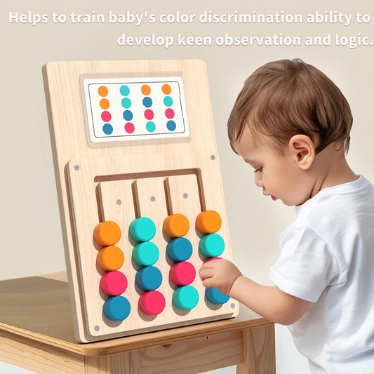 Montessori Holzspielzeug Farb- und Formpuzzle – Logik- und Denktraining, Aktivitätsbrett, Hand-Auge-Koordinationsspielzeug für Kinder