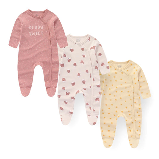 Unisex Strampler 0–24 Monate, 100% Baumwolle, Langarm – Bequem und Hautfreundlich, Set aus 3 Teilen