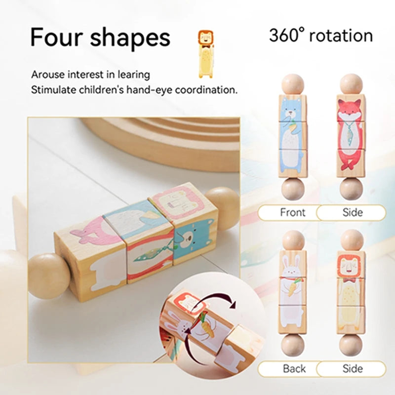 Baby Holz Rotierendes Puzzle Handglocke Spielzeug – Montessori Puzzle, Musik Rassel Spielzeug, Baby Mobile, Neugeborenes Geschenk