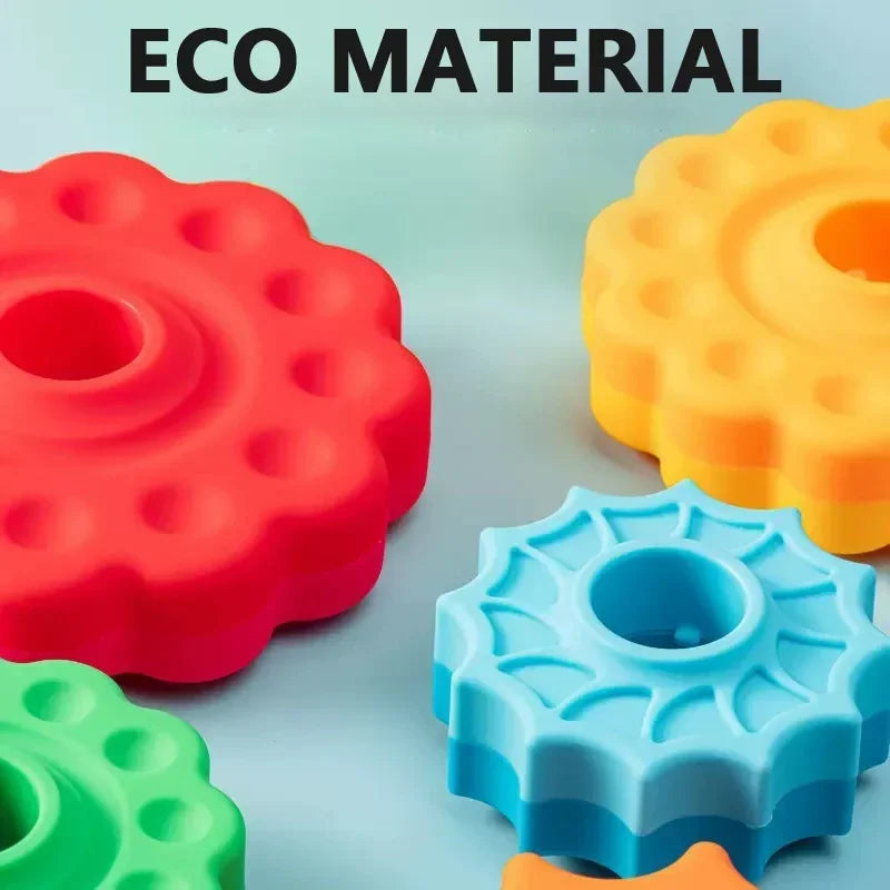 Baby Erkenntnis Regenbogen Spinn Turm Spielzeug - Montessori Frühe Bildung Geometrische Ring Stapel Block Sensorisches Spielzeug für Kleinkinder