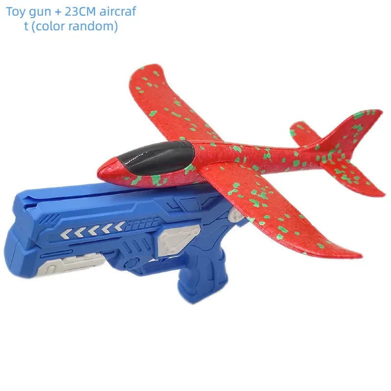 "Kinder Outdoor Spielzeug – Wurfgleiter Flugzeug mit Abschussvorrichtung, Schaumstoffflugzeug mit Katapult Starter – Wurfspiel für draußen"