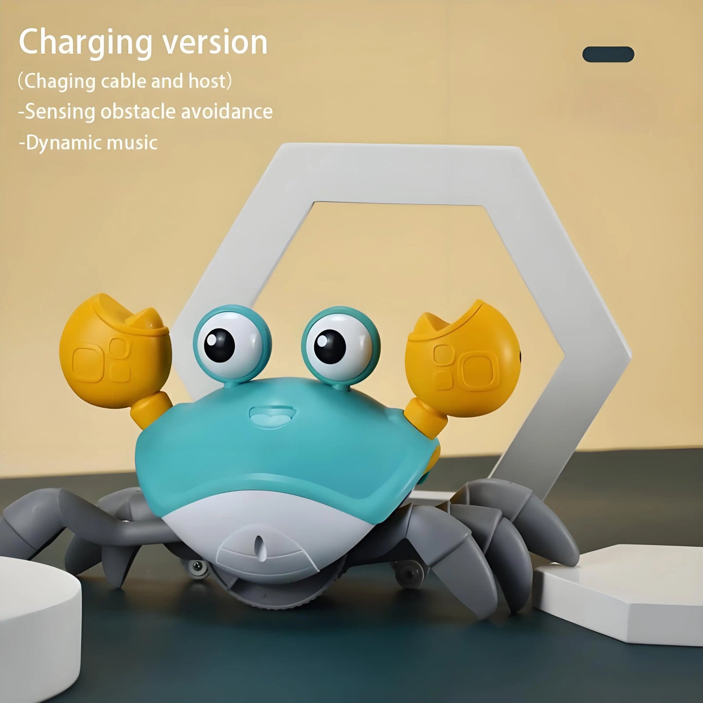 1Stück Fluchtkrabbe mit Auto-Sensing-Funktion für Kinder – Krabbelspielzeug, das Hindernissen ausweicht und Musik spielt