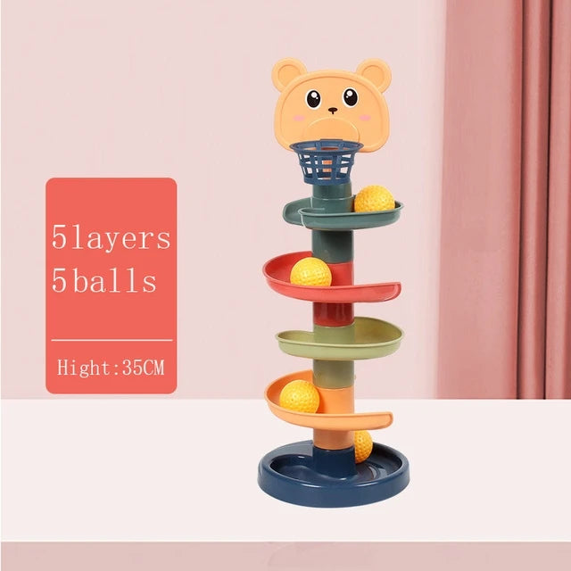 Babys Spielzeug - Rollende Bälle Stapelturm, Pädagogische Montessori Spielzeug für Kleinkinder, Frühkindliche Lernspielzeuge, Drehbare Spin-Turm für Kinder