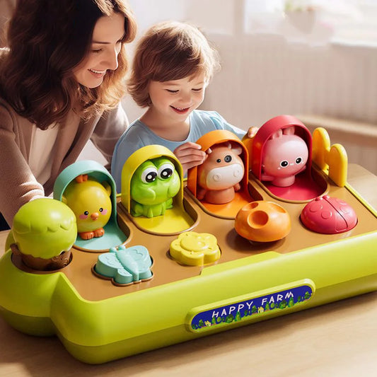 Montessori Baby Pop-up Tier Spielzeug – Pädagogisches Ursache-Effekt Spielzeug für Babys (12 Monate+)