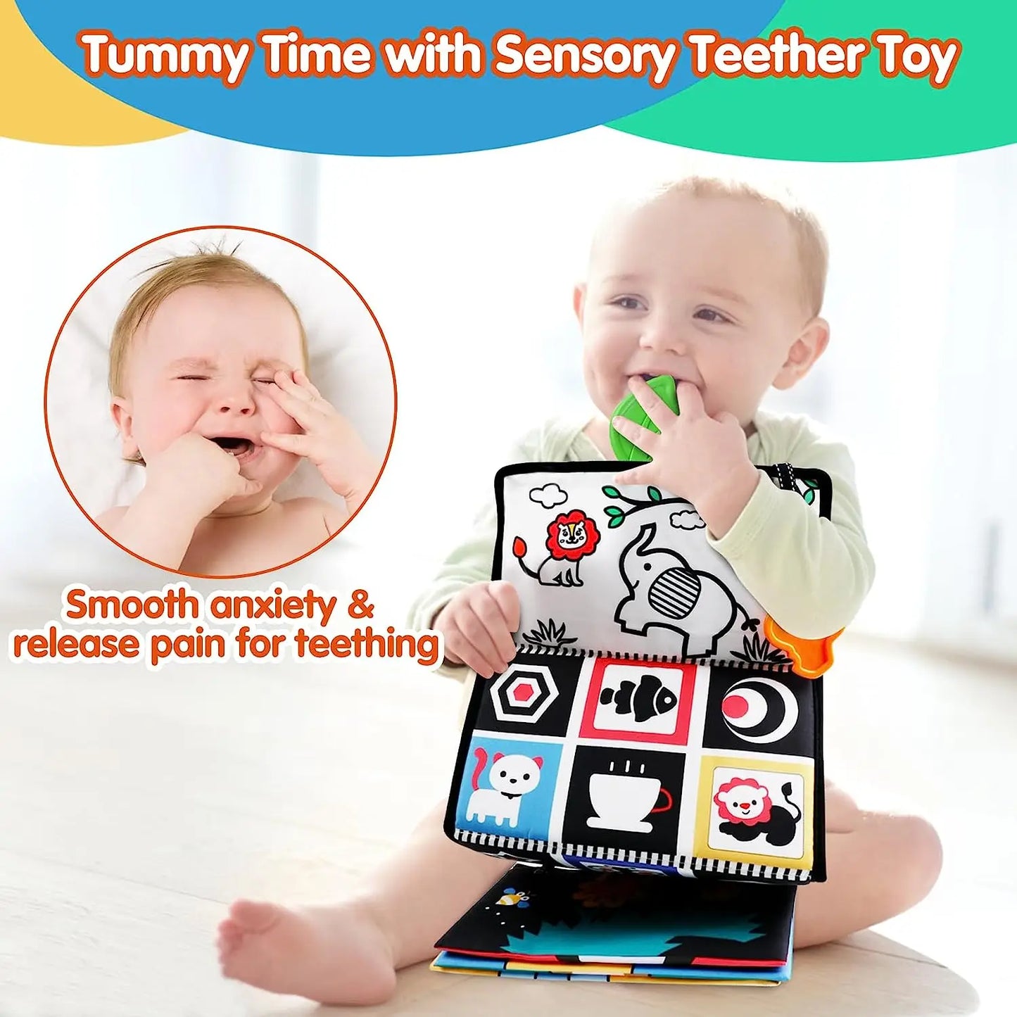 Knisterbuch für Babys – Visuelle Stimulation, Gehirnentwicklungsspielzeug für Neugeborene 0-3 Monate, Spiegelspielzeug für Bauchzeit, Sensorisches Spielzeug für Säuglinge