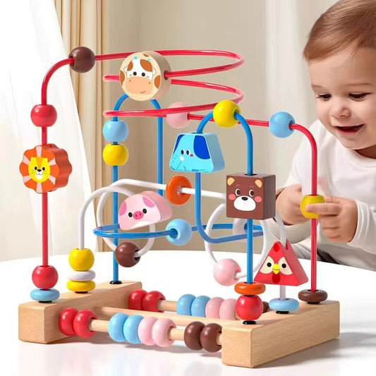 Montessori Holzspielzeug – Perlenlabyrinth für Kleinkinder (1–3 Jahre)