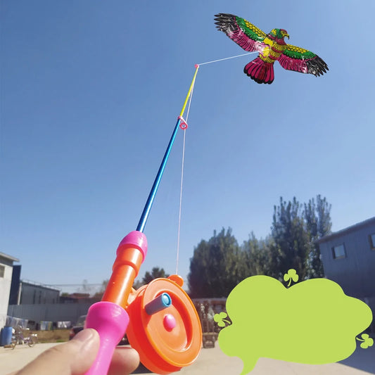 Mini-Kinder-Drachen mit Angelrute – Lustiges Outdoor-Spielzeug für Kinder