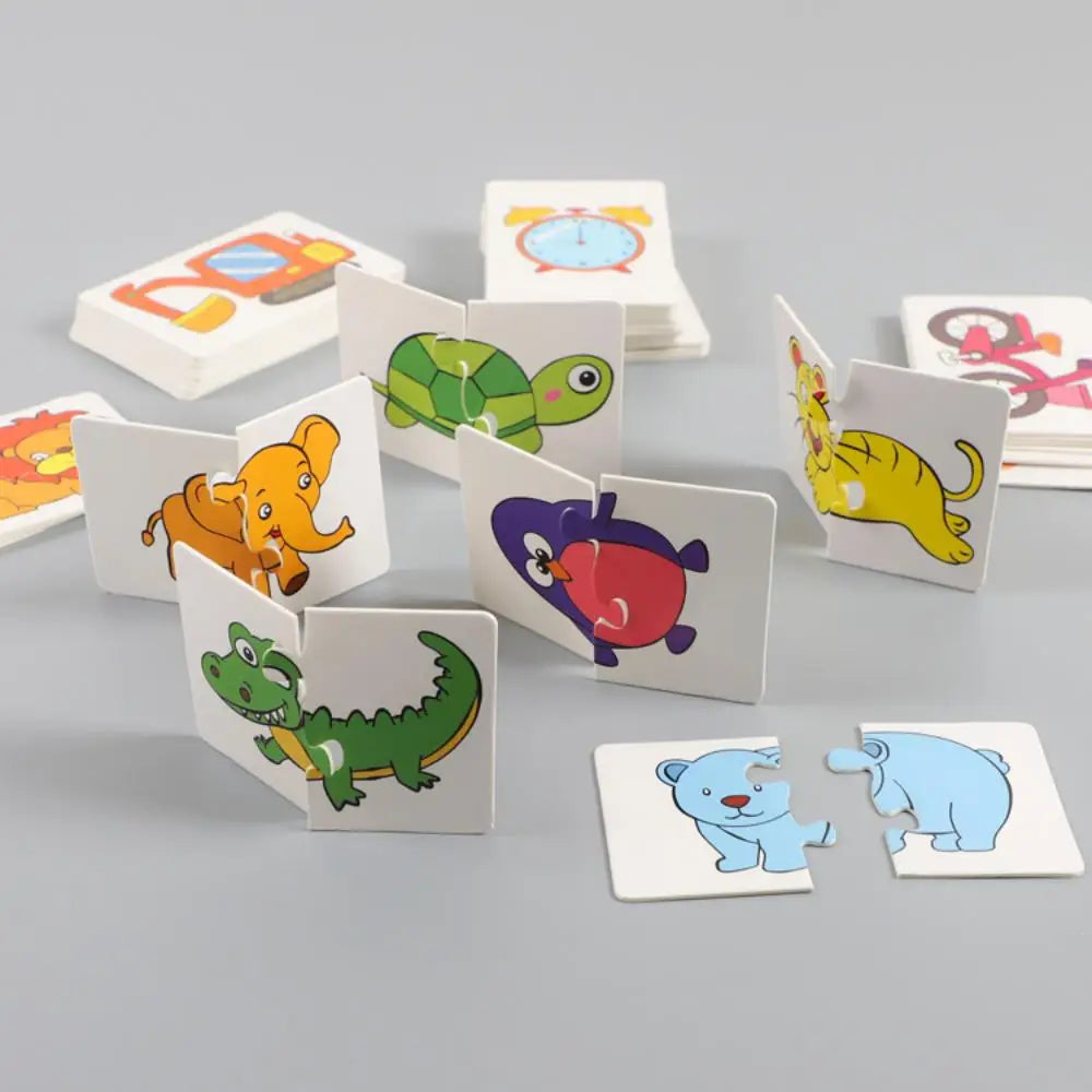 32-teiliges Montessori Lernkartenset – Frühes Lernpuzzle mit Cartoon-Motiven, Zuordnungsspiel zur Förderung der kognitiven Entwicklung für Jungen & Mädchen