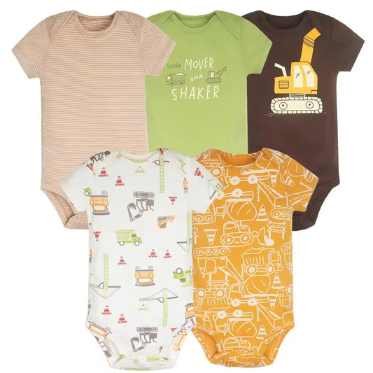 Unisex Body 0-24 Monate, 100% Baumwolle, Kurzarm, 5er Set