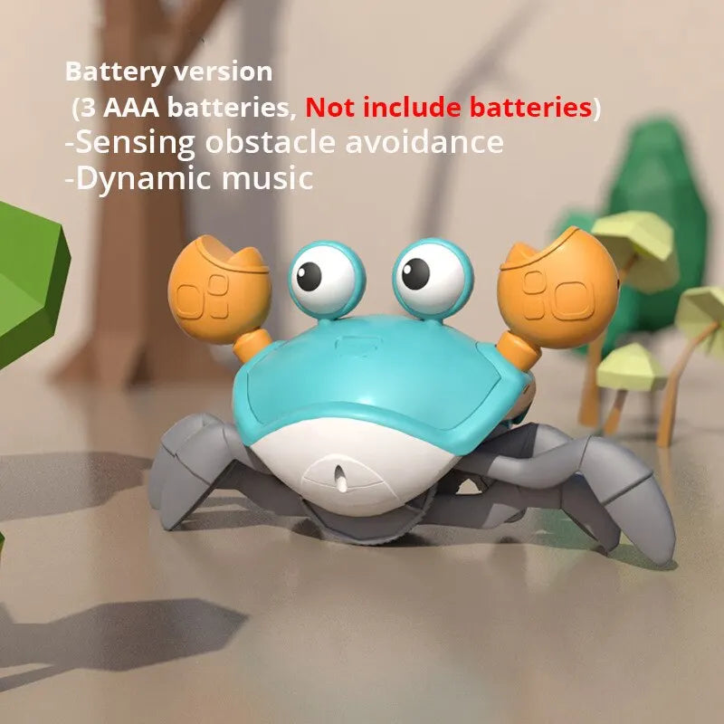 1Stück Fluchtkrabbe mit Auto-Sensing-Funktion für Kinder – Krabbelspielzeug, das Hindernissen ausweicht und Musik spielt