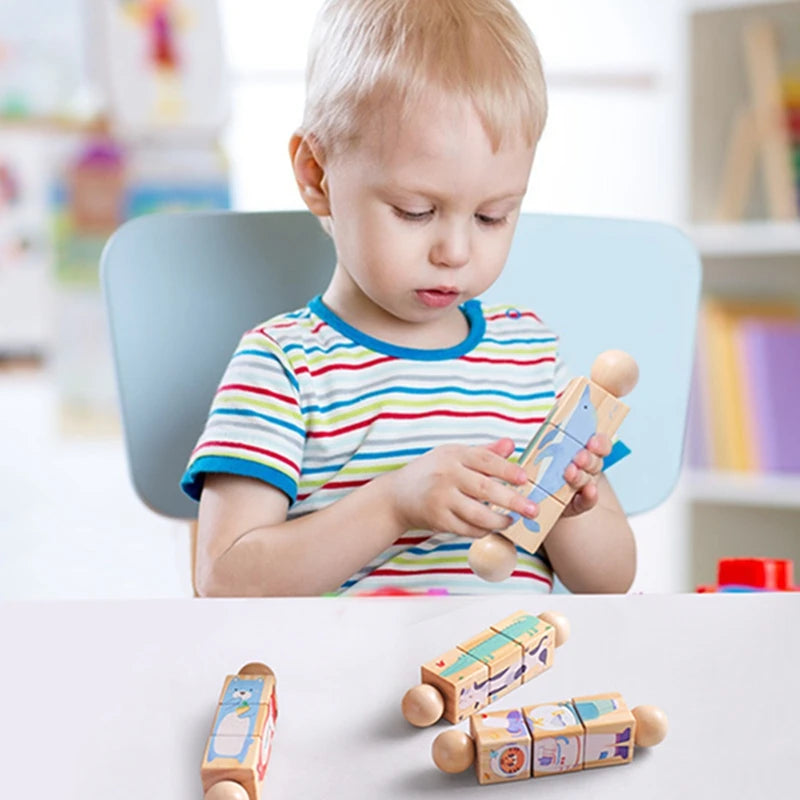 Baby Holz Rotierendes Puzzle Handglocke Spielzeug – Montessori Puzzle, Musik Rassel Spielzeug, Baby Mobile, Neugeborenes Geschenk