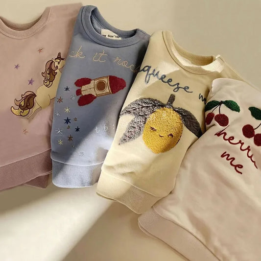 Langarm Sweatshirt für Mädchen – 100% Baumwolle, Bequeme und stylische Pullover für 4-6 Jahre