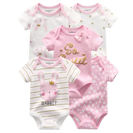 Unisex Body 0-24 Monate, 100% Baumwolle, Kurzarm, 5er Pack