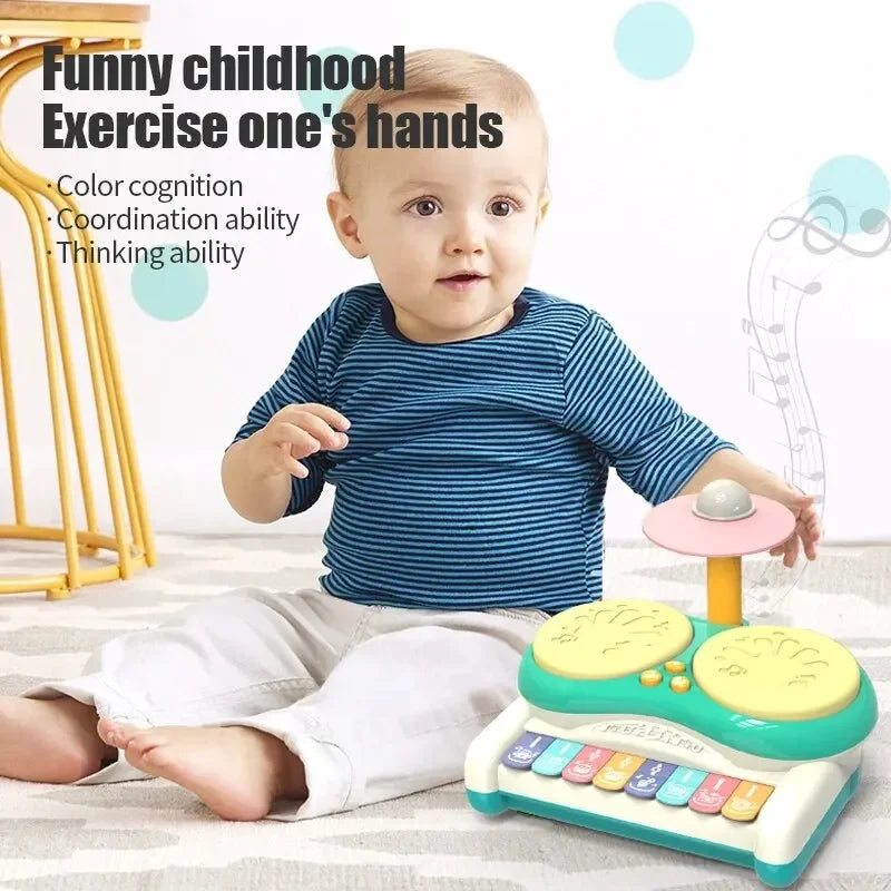 Multifunktionelles Kinder-Schlagzeug mit Keyboard – Musikspielzeug-Set für Babys & Kleinkinder