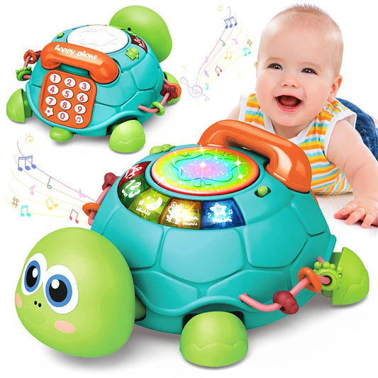 Musikalische Krabbel-Schildkröte für Babys 6-18 Monate – Lernspielzeug mit Licht und Sound für Mädchen und Jungen