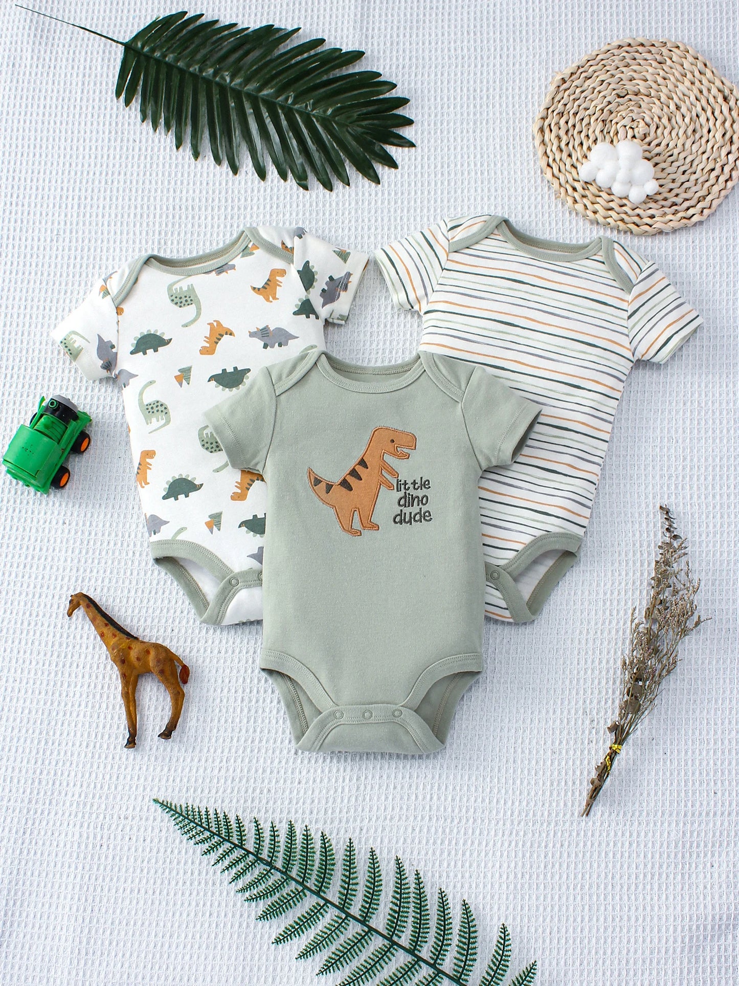 Baby Body für Jungen, 0-24 Monate, Langarm, 100% Baumwolle, 3 Stück