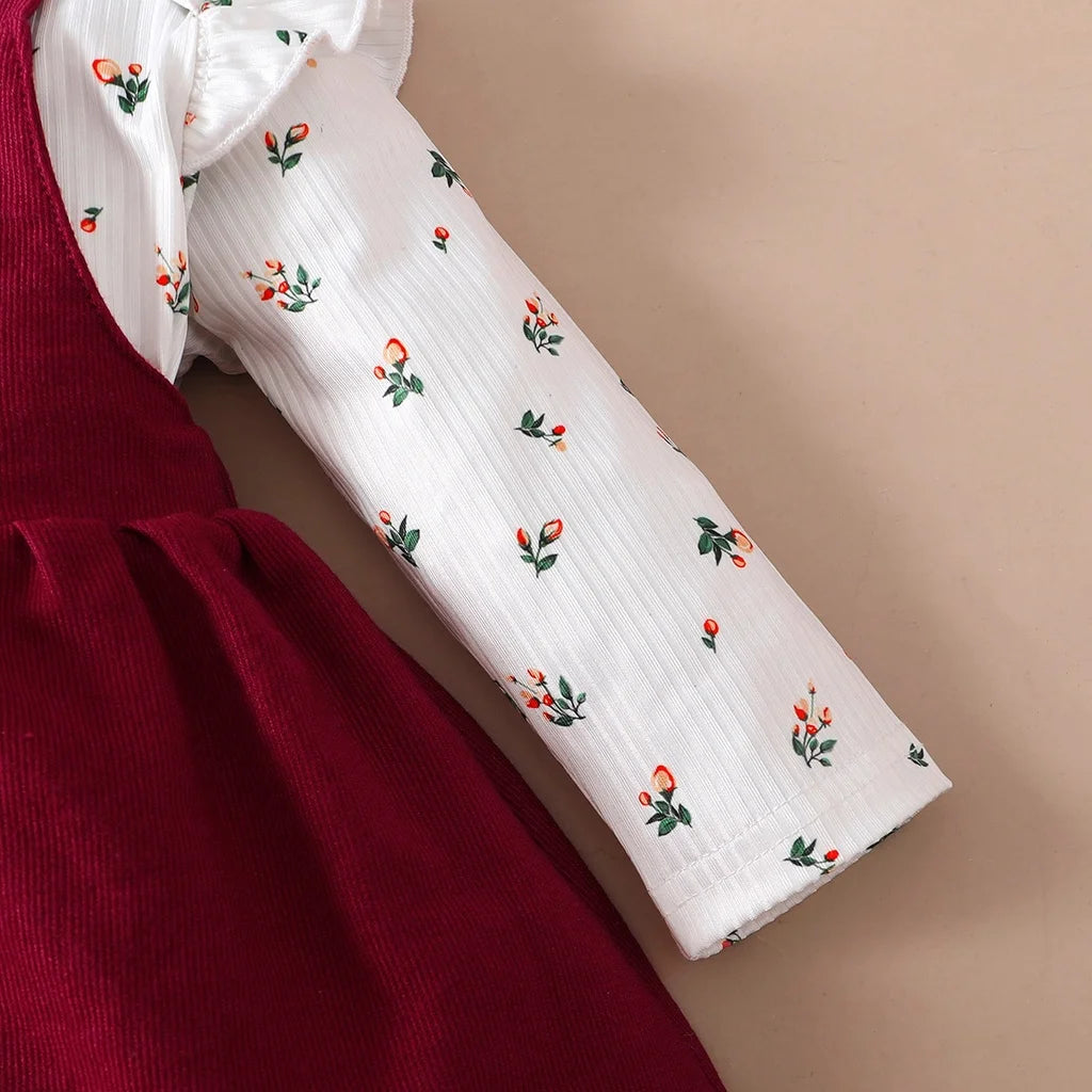 Mädchen Baby-Set 0–24 Monate, Langarm – Set bestehend aus einem Kleid mit Trägern und einem Body