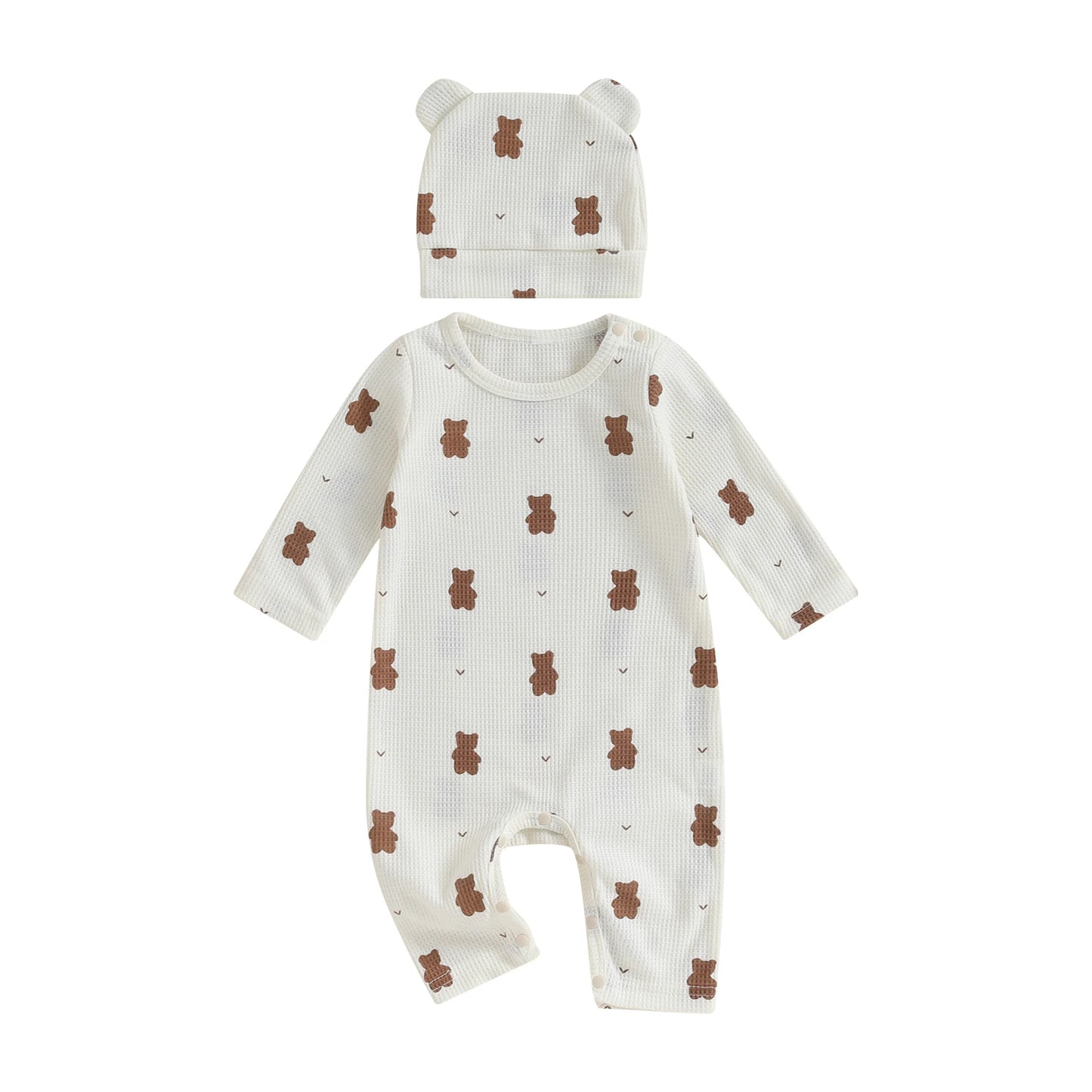 Unisex Strampler 0–24 Monate, Langarm – Mit Passender Mütze für das Baby