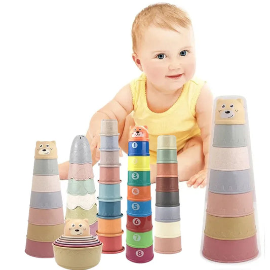 Montessori Stapelbecher für Babys – Buntes Lern- und Badespielzeug ab 6 Monaten, Nesting Cups, Frühes Entwicklungsspielzeug für Jungen & Mädchen