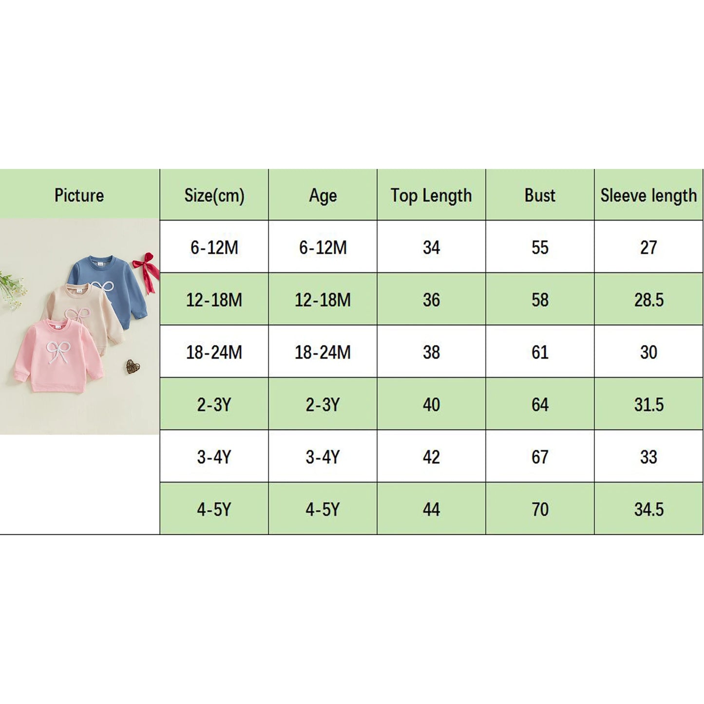 Mädchen Sweatshirt 6 Monate - 4 Jahre mit Schleife, Langarm, Elegant und Bequem