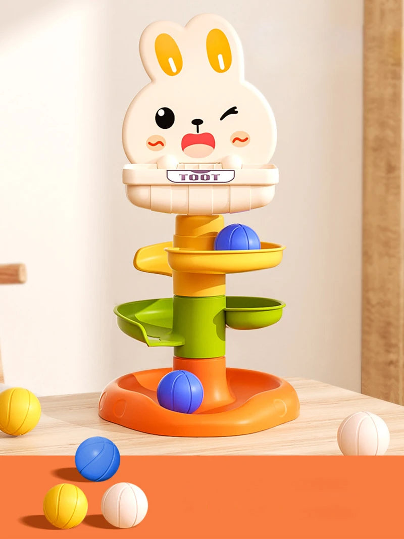 Babys Spielzeug - Rollende Bälle Stapelturm, Pädagogische Montessori Spielzeug für Kleinkinder, Frühkindliche Lernspielzeuge, Drehbare Spin-Turm für Kinder