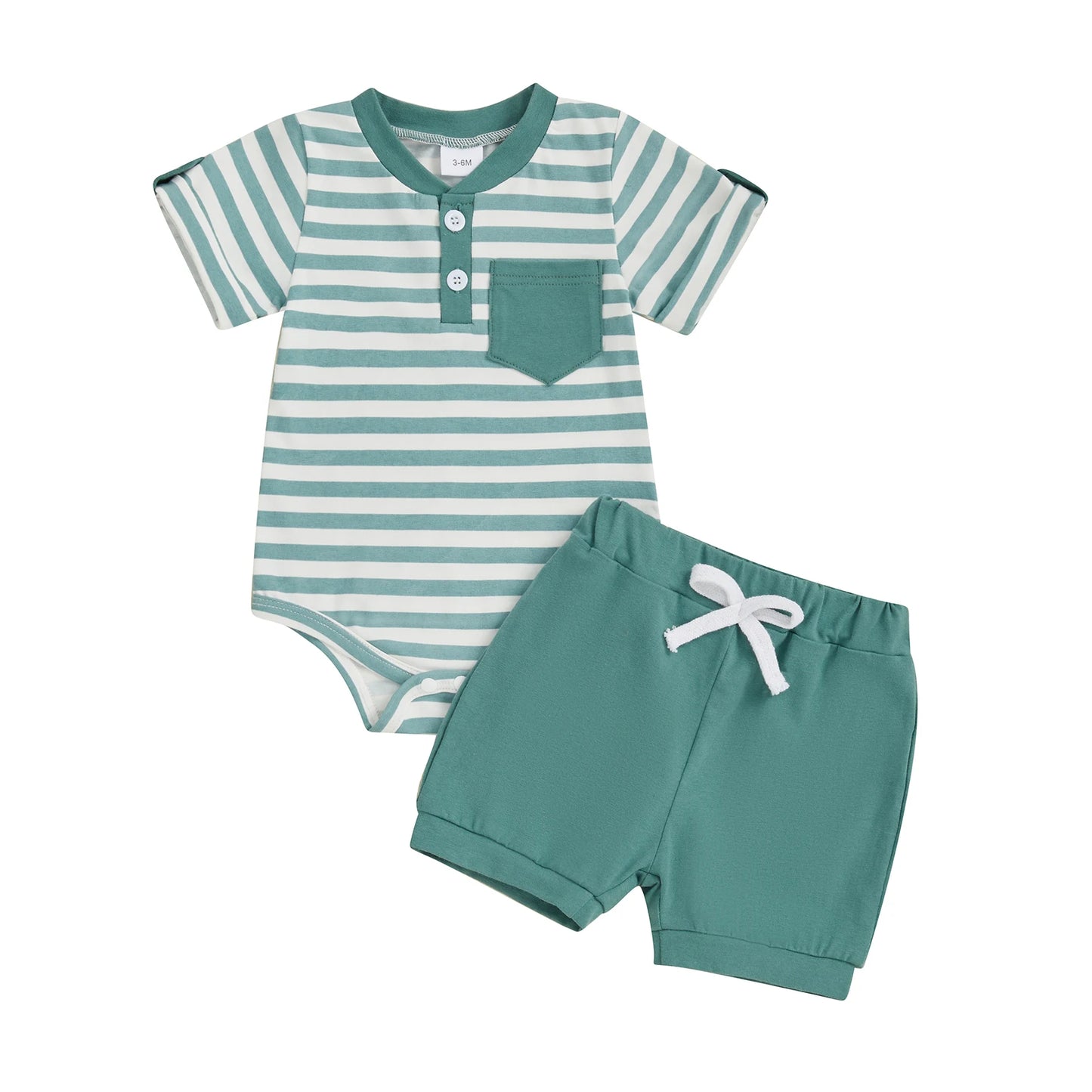 Jungen Baby-Set 0–24 Monate, Kurzarm – Set aus 2 Teilen: Body und kurze Shorts