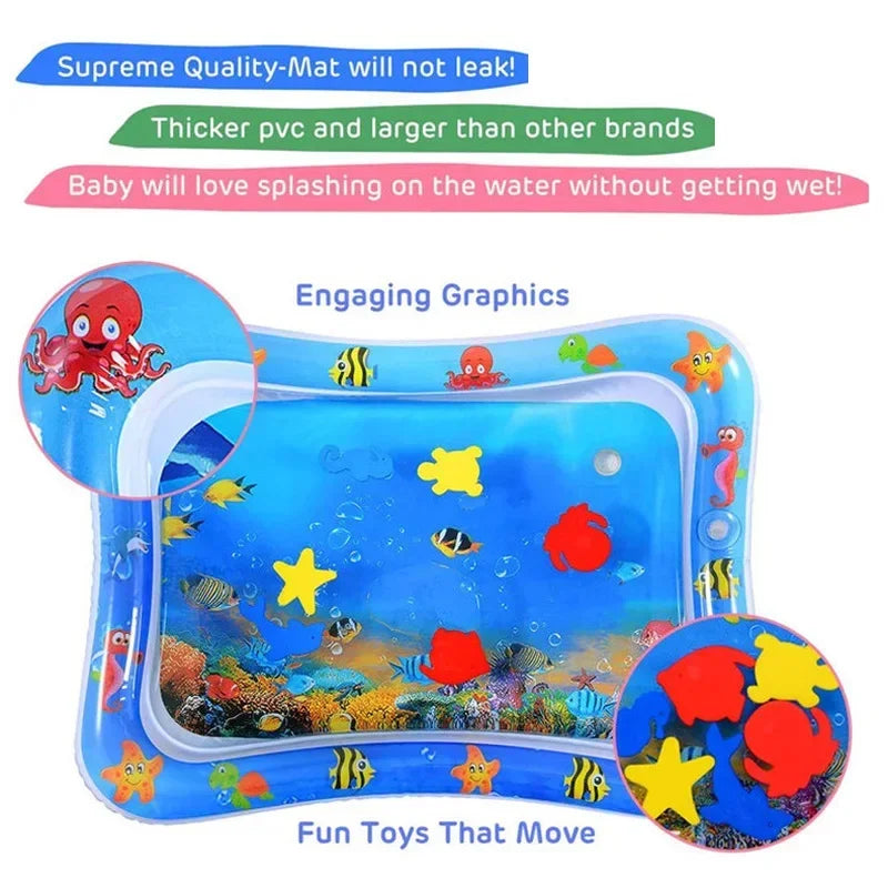 Produktbeschreibung: Baby Tummy Time Wasser Spielmatte – Aufblasbare PVC Krabbelmatte für Kleinkinder