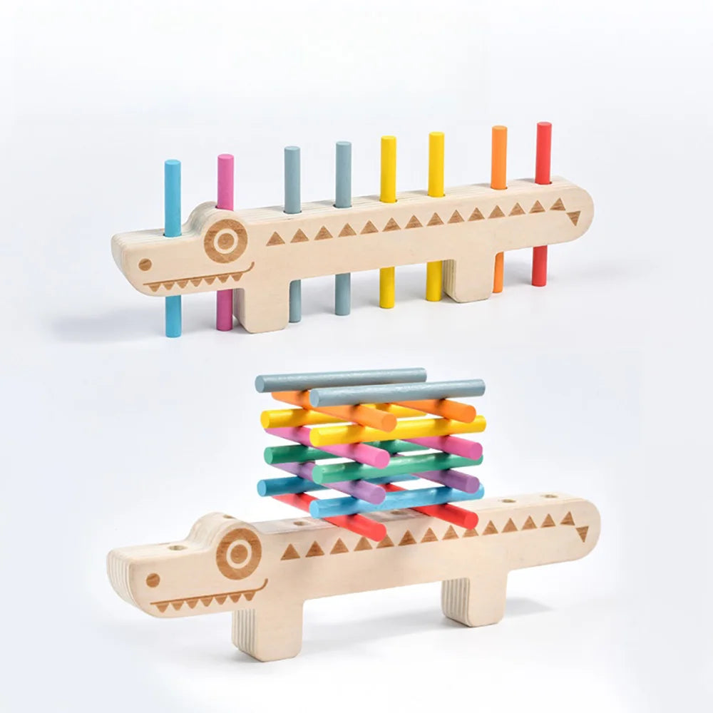 Holz Montessori Farbabstimmung Spiel für Kleinkinder – Lernspielzeug zur Farberkennung und Feinmotorik-Training mit Balance-Sticks