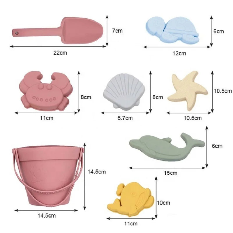 Children Silicone Beach Toy Shovel Ocean Outdoor Parent-child Beach Portable Beach Bucket Durable Sand Digging And Storage Tool