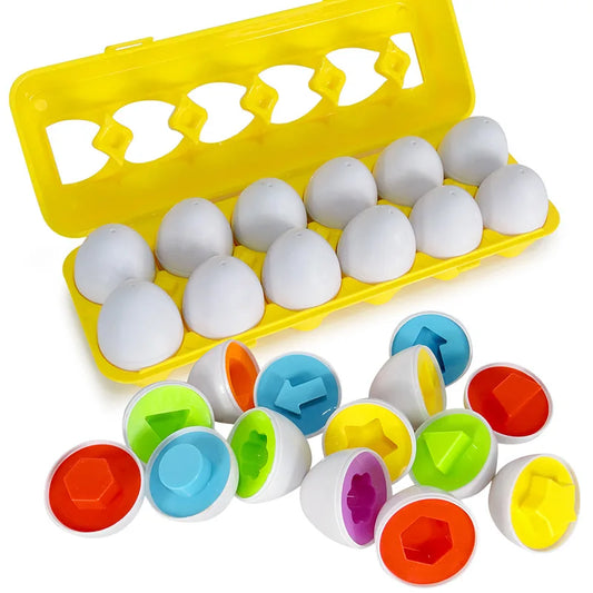 Montessori Sortier-Eier Spielzeug für Kleinkinder – Lernspiel ab 1 2 3 Jahren, Farben & Formen Sortieren, Ostergeschenk für Kinder