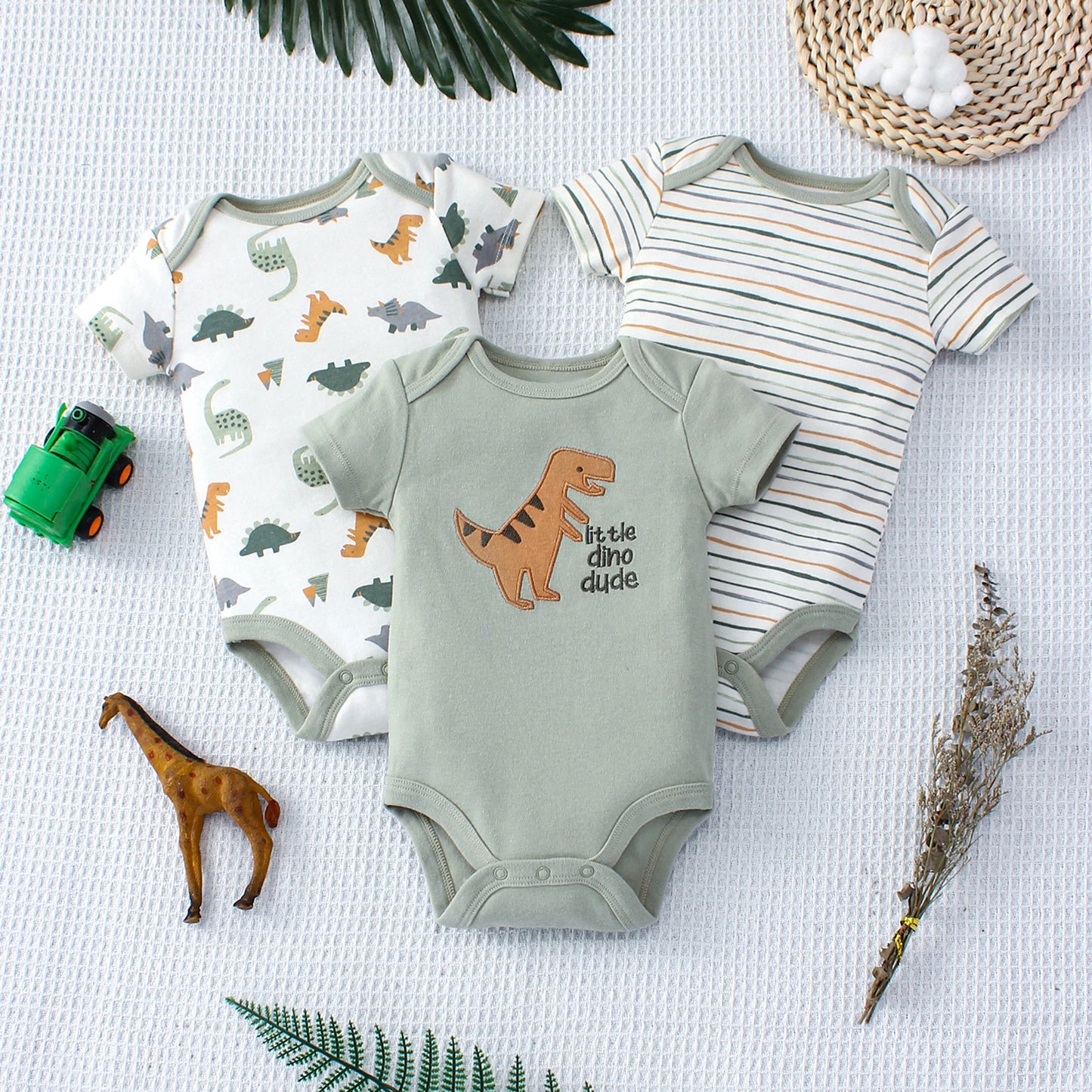 Baby Body für Jungen, 0-24 Monate, Langarm, 100% Baumwolle, 3 Stück