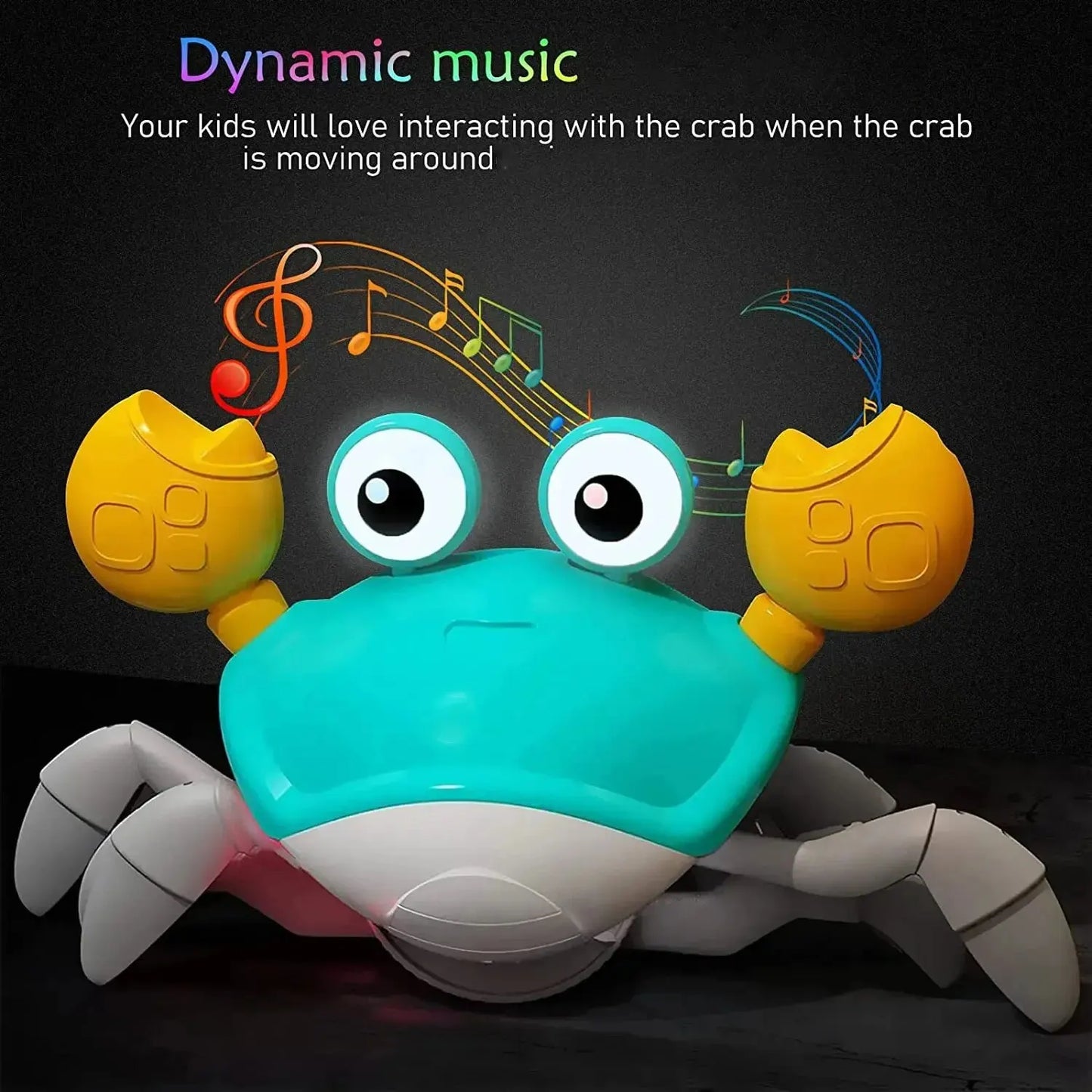 1Stück Fluchtkrabbe mit Auto-Sensing-Funktion für Kinder – Krabbelspielzeug, das Hindernissen ausweicht und Musik spielt
