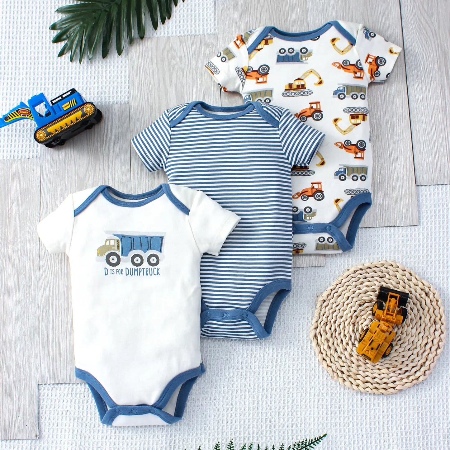 Baby Body für Jungen, 0-24 Monate, Langarm, 100% Baumwolle, 3 Stück