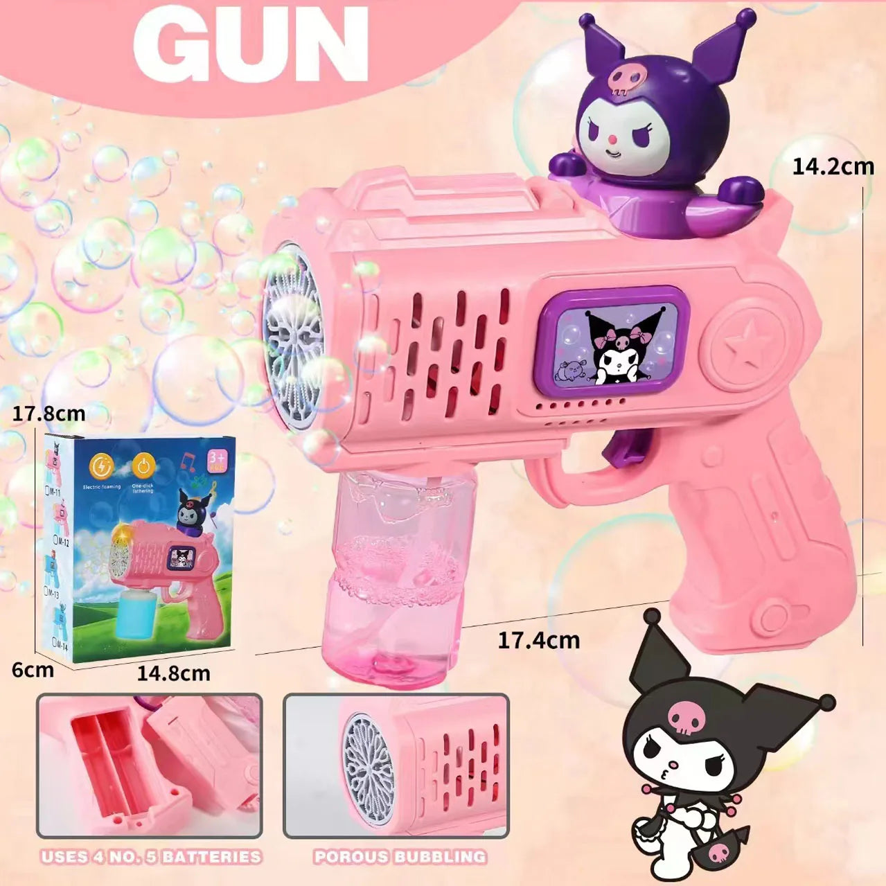 Neuer Stitch Elektrische Seifenblasenpistole – Automatische Seifenblasenmaschine mit Licht, für Kinder, Outdoor-Spielzeug, Geschenk für Jungen und Mädchen