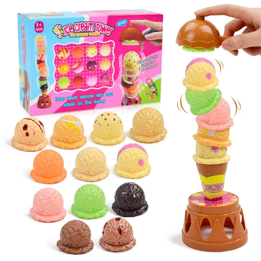 „Montessori Eiscreme Küchenspielzeug für Kinder – Simuliertes Stapelspiel zum Lernen & Rollenspiel, pädagogisches Spielzeug ab 3 Jahren“