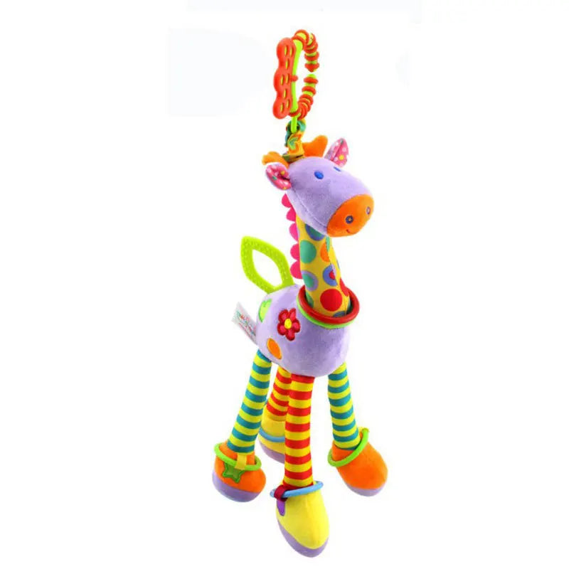 Weiches Plüsch-Rasselspielzeug – Giraffe & Zebra mit Beißring für Babys