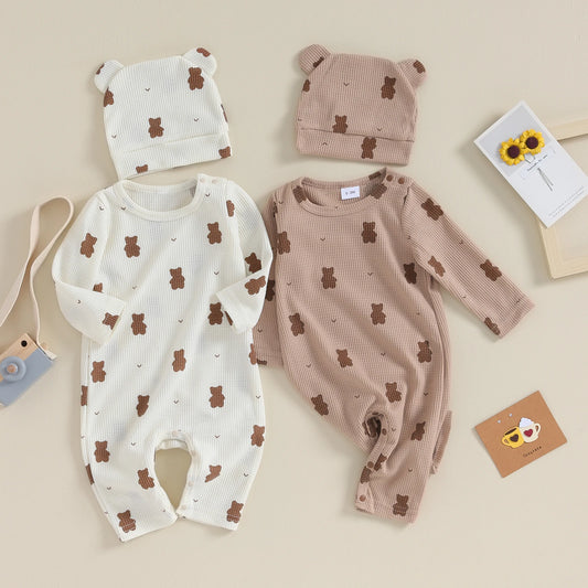 Unisex Strampler 0–24 Monate, Langarm – Mit Passender Mütze für das Baby